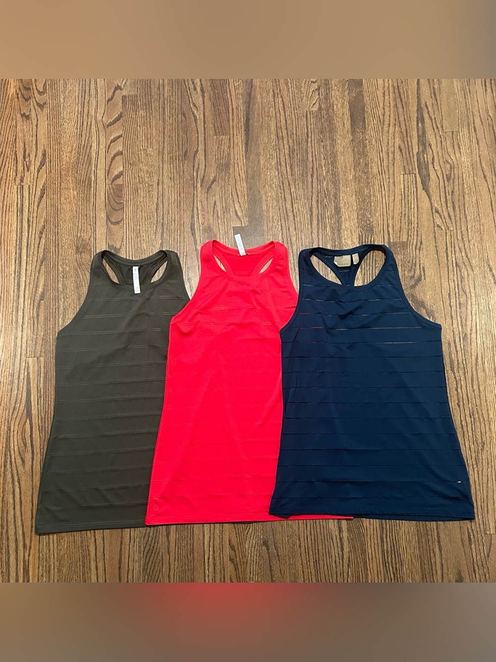 Athleta Racerback Workout Tank Top Bundle 3 XS Red Navy Olive